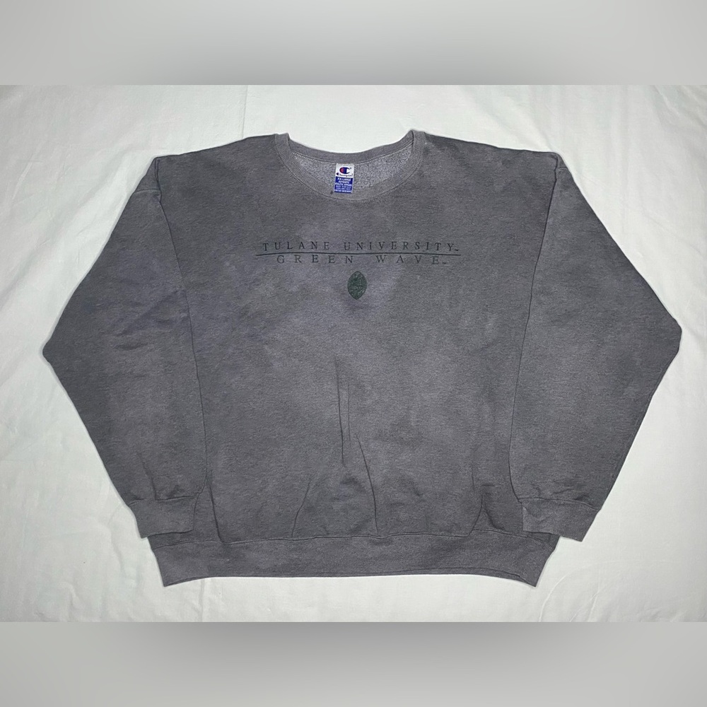 VTG CHAMPION Tulane Sweatshirt Mens XXL Dark Dyed Crewneck Pullover